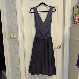 BCBG Paris V-Neck Midi Dress in Charcoal